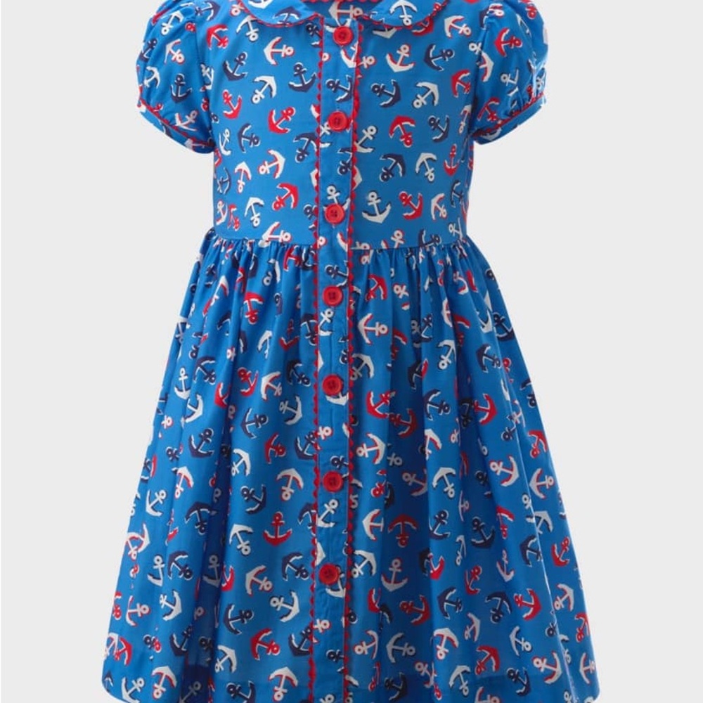 Rachel Riley Blue Anchor Print Dress